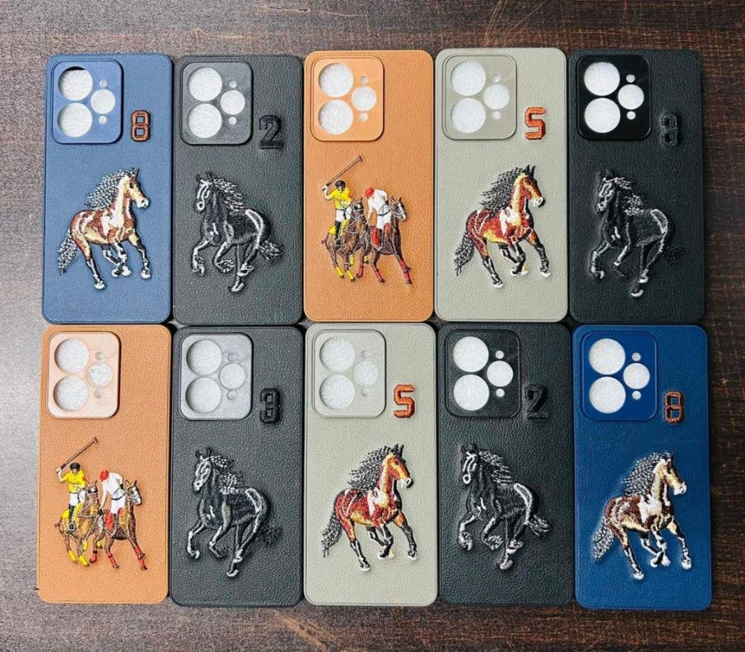 Horse embroidered leather mobile covers wholesale